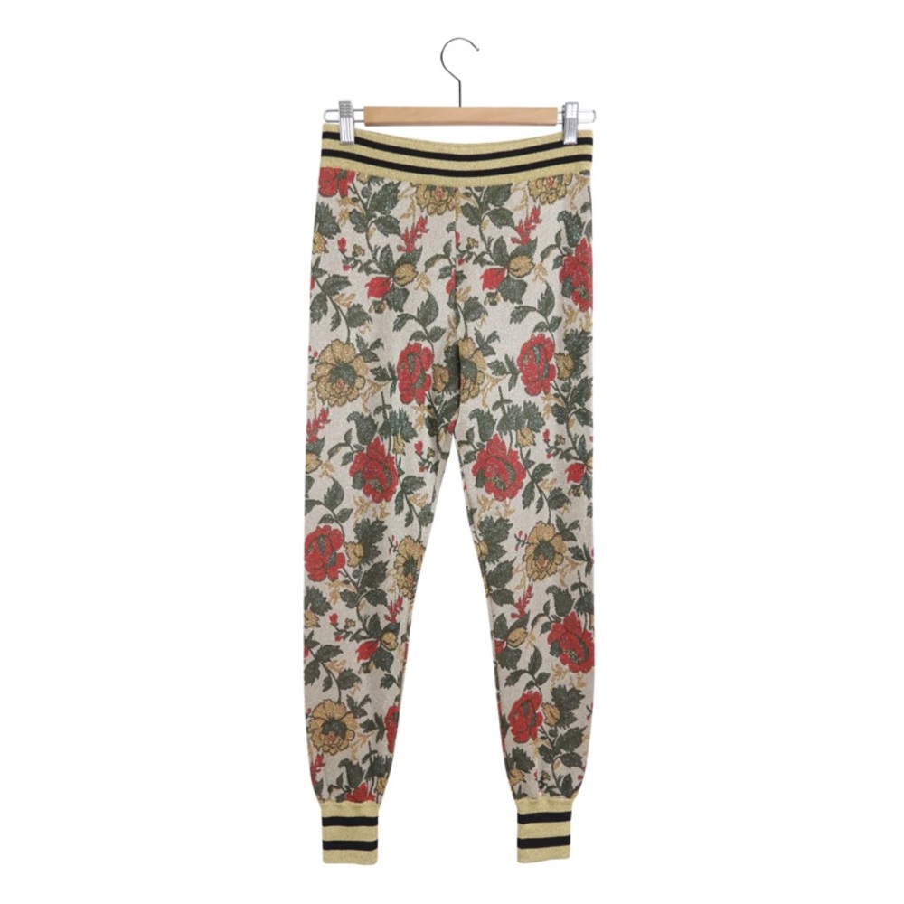 Gucci Gold Lurex Floral Knit Leggings XS(2-4)
